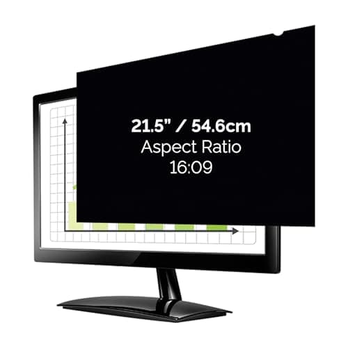 Image of Fellowes PrivaScreen Black Out Privacy Filter Anti Glare Screen Protector for Monitor 21.5" Inches (16:09 Aspect Ratio) 477 x 268mm - Easy Attach & Removal with Quick Reveal Tabs