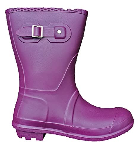 Image of TOSH Womens Short Wellingtons Half Leg Boots Festival Wellies Dog Walking Ladies Buckle Adjustable Camping Plum UK 6