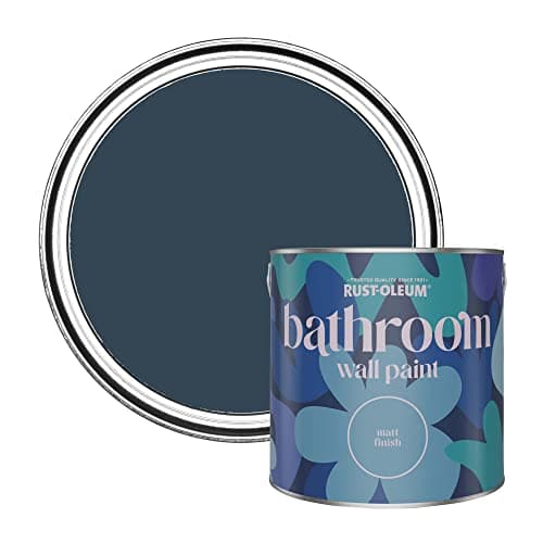 Image of Rust-Oleum Dark Blue Water-Resistant Bathroom Wall & Ceiling Paint - Evening Blue 2.5L