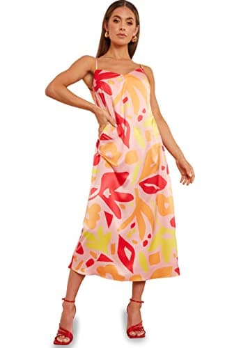 Image of Chi Chi London Women's Cami Strap Floral Midi Dress in Multi Special Occasion, 16