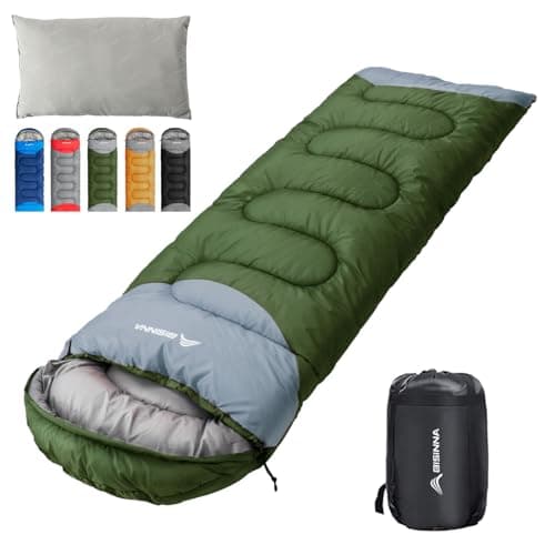 Image of BISINNA Sleeping Bag with Pillow - 4 Season Lightweight Waterproof Warm Sleeping Bag with a compression sack for Adults, Women, Men's Outdoors Camping, Hiking