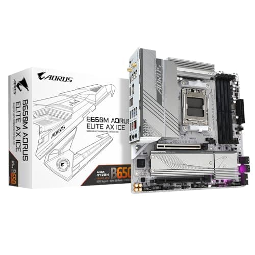 Image of Gigabyte B650M AORUS ELITE AX ICE Motherboard - Supports AMD Ryzen 8000 CPUs, 12+2+2 Phases Digital VRM, up to 8000MHz DDR5 (OC), 1xPCIe 5.0 + 1xPCIe 4.0 M.2, Wi-Fi 6E, 2.5GbE LAN, USB 3.2 Gen 2