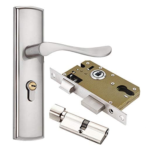 Image of Qrity Door Handle Lever, Euro Lever Lock, Cylinder, 3 Copper Keys, Zinc Alloy