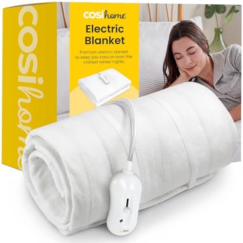 Image of Cosi Home Single Electric Blanket - Premium Microfleece, Soft Touch Heated Fitted Mattress Underblanket, Cover, Bed Warmer Pad - 3 Heat Settings & Machine Washable - 65 x 135cm