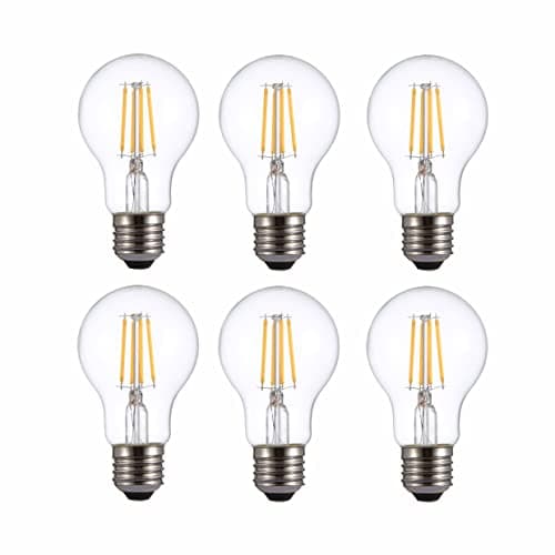 Image of TEKLED® A60 Filament Vintage LED Bulbs | E27 Edison Screw | Energy Saving 4W Light Bulb 40W Equivalent | NONDIMMABLE Clear 2700K 470LM | 6-Pack | Warm White