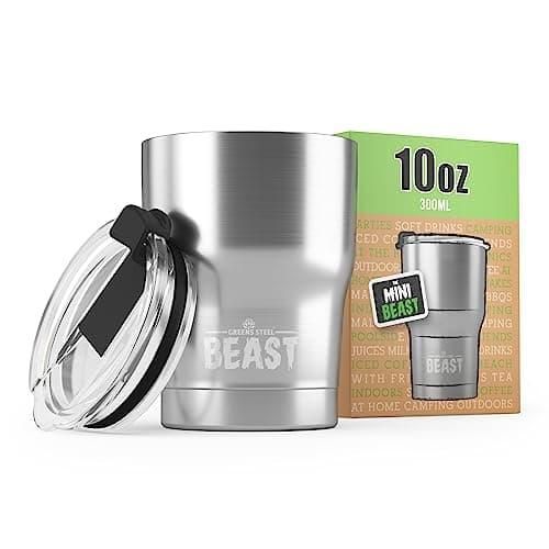 Image of Beast Tumbler - 300 ml (10 oz), Steel | Reusable Stainless Steel, Vacuum Insulated Cup | Double Wall Travel Flask Perfect for Hot or Iced Coffee | BPA Free