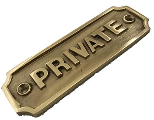 Image of Retro Private Sign Door Solid Brass Antique Style Sign Plaque Office Toilet With Screws Shabby Chic