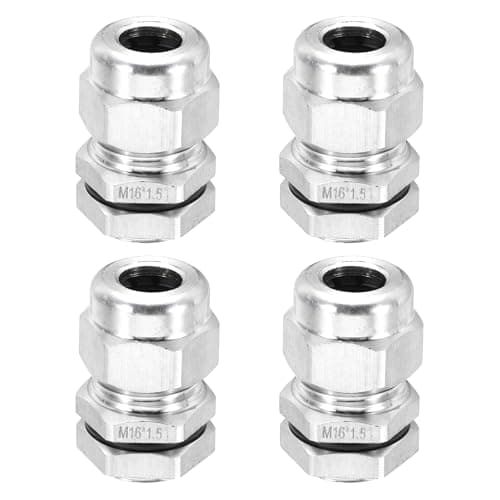Image of sourcing map M16*1.5mm Cable Glands, IP68 Waterproof Strain Relief Cord Grip Connector for 4-8mm Dia Wire, 304 Stainless Steel Wire Protectors for Cable Fixing, Wiring, Repairing, Pack of 4