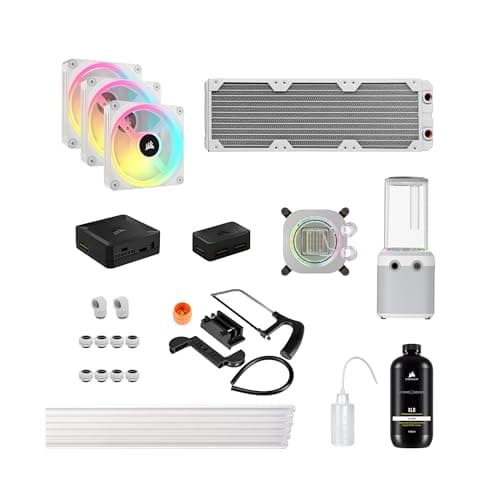 Image of Corsair Hydro X Series iCUE LINK XH405i Custom Cooling Kit – Hardline Water Cooling Loop – XC7 ELITE CPU Water Block – XD5 ELITE D5 Pump Res – XR5 360mm Radiator – 3x QX120 RGB Fans – White