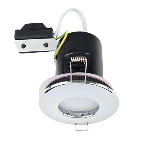 Image of MiniSun | Fire Rated Polished Chrome Domed GU10 Ceiling Downlight | Bath Recessed Lighting, Home Décor & Improvement Essential | Mains Wired