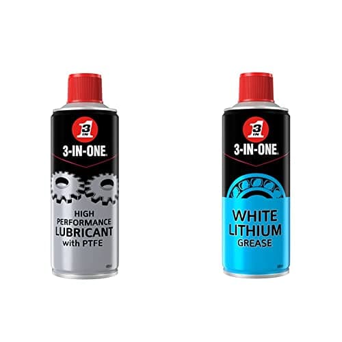 Image of 3-IN-ONE High Performance Lubricant with PTFE 400ml - drives out moisture, reduces friction with long lasting protection & 44016 Professional White Lithium Grease 400ml