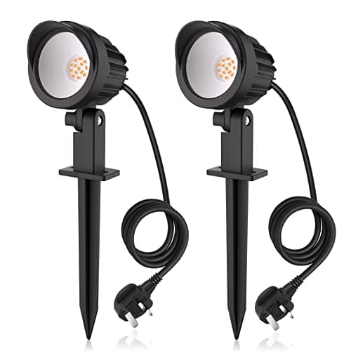 Image of MEIKEE Garden Spot Lights 7W 500LM Outdoor Spike Lights led Lawn Light IP66 Waterproof Spot Light with UK Plug LED Landscape Lights Decorative Light for Patio Yard Pathway Warm White 2 Pack