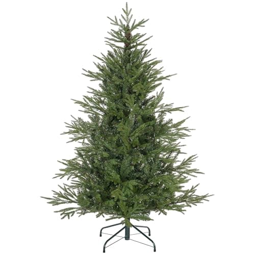 Image of HOMCOM 5ft Artificial Christmas Tree with 1724 Tips, Metal Base, Realistic Hinged Xmas Tree, Easy to Assemble, Green