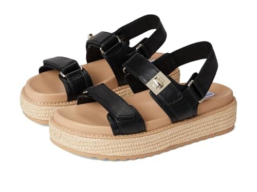 Image of Steve Madden Women's Bigmona Sandal, Black/Natural, 5 UK