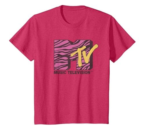 Image of MTV Dekorierten Rosa Zebra T-Shirt, Youth, Red Heather, Small