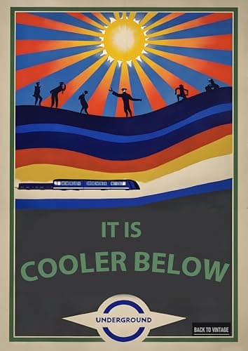 Image of London Underground Travel Poster - A4 Wall Art, Wanderlust Print, Inspirational World Map, Vintage City, Retro Poster, Home Decor for Living Room, Office, Gift Idea for Travel Lovers