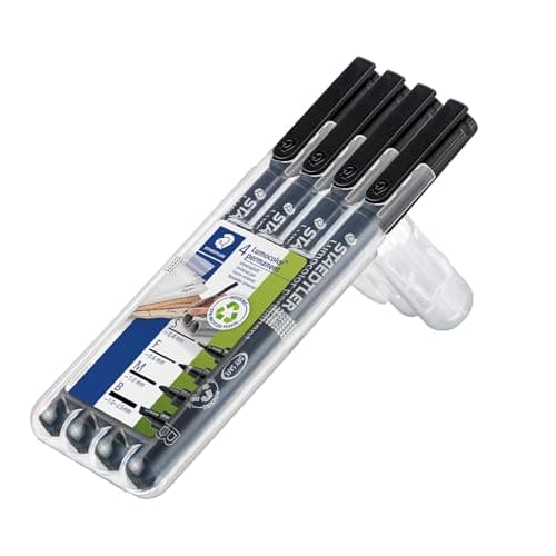 Image of STAEDTLER 31-9WP4GS Lumocolor Permanent Pen Set - Assorted Line Widths, Black (Pack of 4)