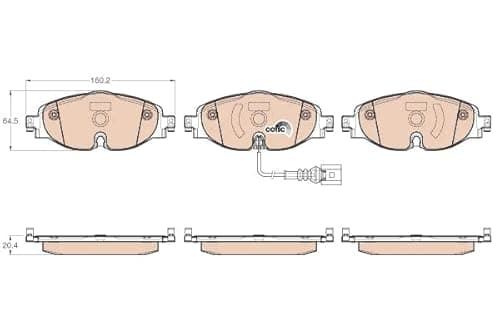 Image of TRW GDB1956 Brake Pad Set of 4 for Volkswagen Golf VII (5G1, BQ1, BE1, BE2) 2012-2021 Front Axle and other vehicles
