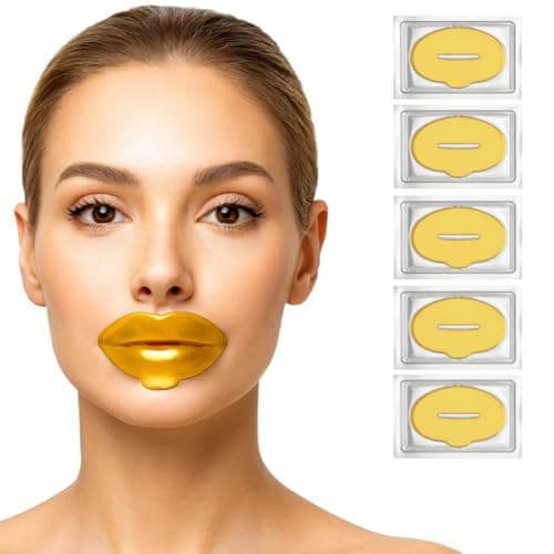 Image of Infinitive Beauty 5 Pack 24K Gold Collagen Lip Masks – Hydrating, Anti-Ageing Gel Patches for Smoother, Plumper Lips | Deep Moisturising & Line-Reducing Treatment