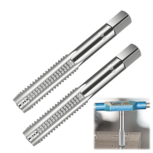 Image of 2PCS M14 x 2.0mm Metric Hand Taps, Thread Screw Taps, Manual Threading Tapping Tool Kit, Thread Cutting Tool for Steel, Alloy, Aluminium, Copper – Straight Flute Threading Taps for Repair and Workshop