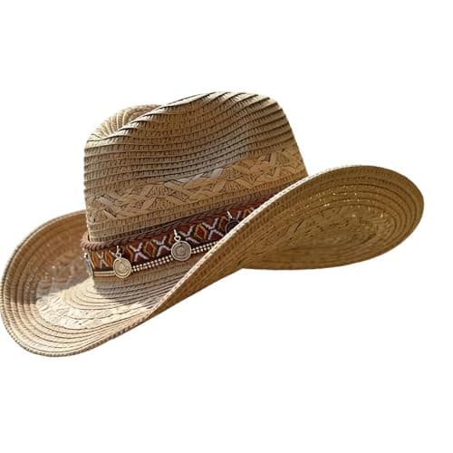 Image of PoicVasd Sun Hat Wide Brims Protective Paper Straw for Outdoor Activity Travel Essential Headpiece Travel Khaki