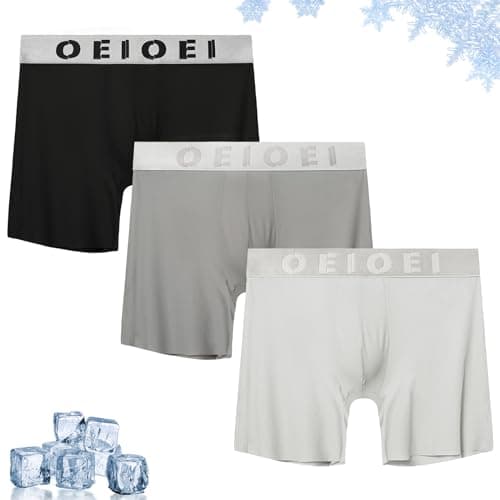 Image of OEIOEI Cooling Boxers for Men Quick Dry Sports Underpants Moisture Wicking Underwear Trunks 3 pack (XL, Black/Grey/Light Grey)