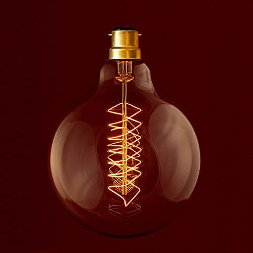 Image of William & Watson B22 Edison Vintage XL - M Globe Spiral Light Bulb, 40W Bayonet Fitting (Globe XL (G125))