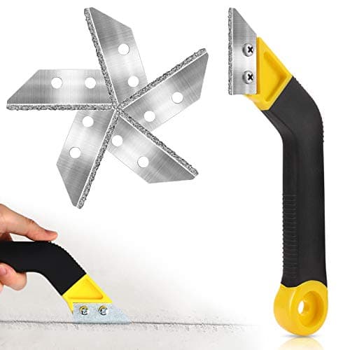 Image of 6 Pcs Pro Grout Scraping Rake Tool, Grout Clean Remover Tile Grout Hand Saw Angled with 6 Pcs Replacement Accessories for Tile Cleaning (style 1)
