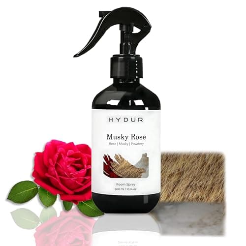 Image of Hydur Musky Rose Room Spray | Inspired by Montale Roses Musk | Powdery Rose, Musk & Amber Scent | Elegant Floral Air Freshener for Home, Office, Car & Bathroom | 300ml Fine Mist Room Spray