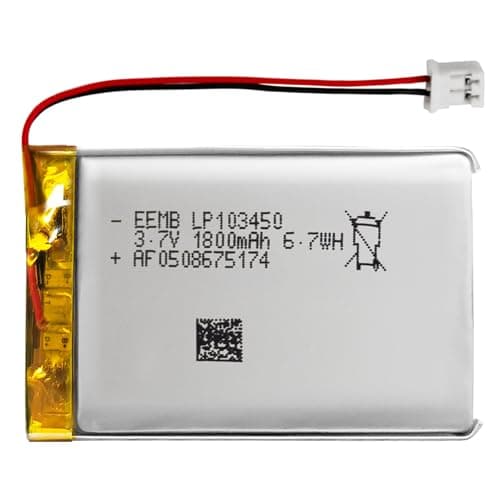 Image of EEMB Lithium Polymer battery 3.7V 1800mAh 103450 Lipo Rechargeable Battery Pack with wire JST Connector-confirm device & connector polarity before purchase