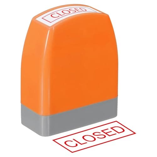 Image of PATIKIL Closed Notice Stamp Self Inking, Red Ink Office Stamps Pre Inked Message Refillable Business Stamper, Orange