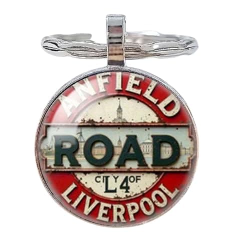 Image of CMJ™ Vintage Style Anfield Road Keyring Glass Dome Liverpool Football Keychain