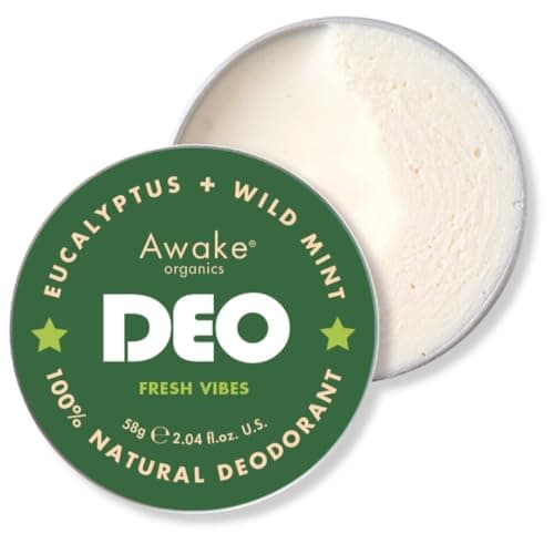 Image of Awake Organics DEO - Natural Plastic Free Deodorant Balm – Fresh Vibes - Eucalyptus & Wild Mint - Aluminium Free - Bicarb Free - Vegan - Made in England - 58g