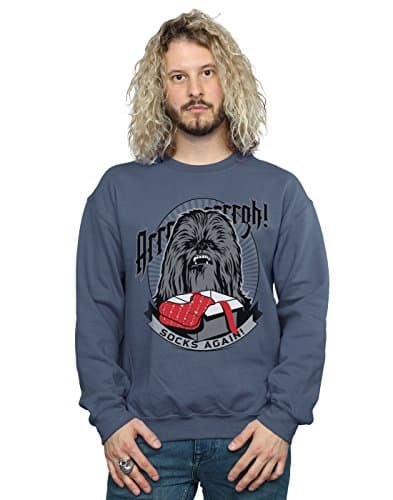 Image of Star Wars Men's Chewbacca Christmas Socks Again Sweatshirt Large Indigo Blue