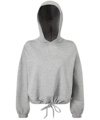 Image of COOZO Ladies Cropped Oversize Hoodie - Heather Grey - 2XS
