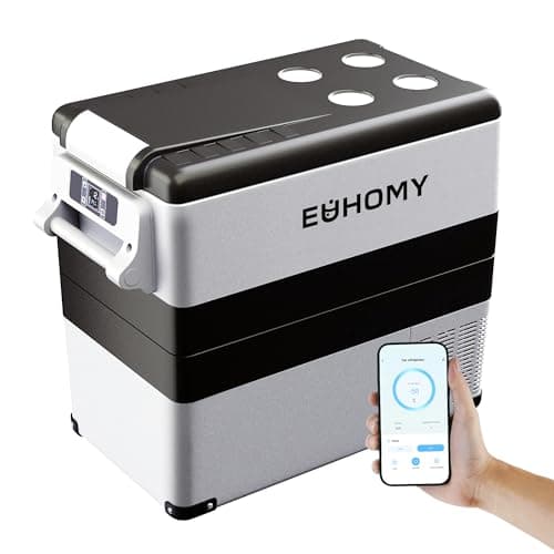 Image of EUHOMY Car Fridge 49.4L, Camping Fridge with 12/24V DC & 240V AC, Portable Refrigerator Freezer Cooler with APP Control & LCD Touch Panel for RVs, Camping, Travel, Fishing, Outdoor or Home Use