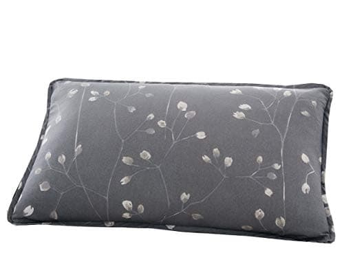 Image of Lancashire Bedding Rose Hip Floral Cotton Rich 200TC Boudoir Cushion in Grey Cotton Soft and Comfortable Bed Decorative Sofa Decor Living Room Outdoor Decor 60cm x 40cm