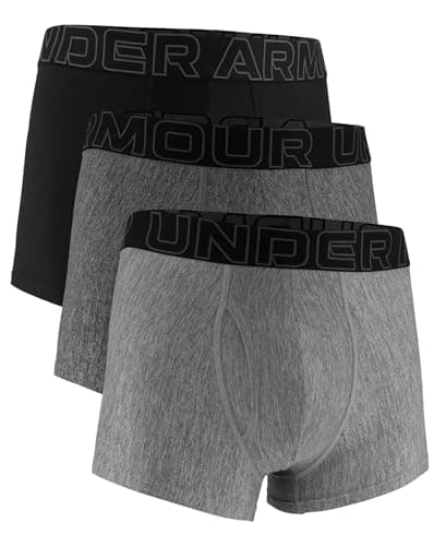Image of Under Armour Men's Multi-Pack Performance Tech Trunk, Boxer Brief with 3" Inseam, Ultra-Soft, Steel Heather - Core 3-pack, XL