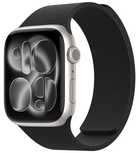 Image of Nereides Compatible with Apple Watch Straps 42mm 41mm 40mm 38mm, Soft Magnetic Silicone Replacement Band for iWatch Series 11 10 9 8 7 6 5 4 SE SE2 SE3 3 2 1 (Black)