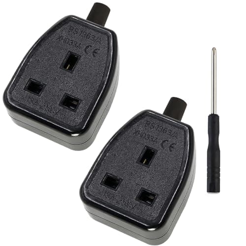 Image of MejaRizon 2 Pack Single Trailing Socket, 250V/13A, CE/UKCA Certificatized, without Plug and Cable, 1-Gang Rubber Trailing Socket Suitable for Factories, Garages, Indoor, Black
