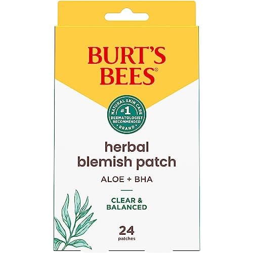 Image of Burt's Bees 24 x Blemish Herbal Plasters with Fermented Willow Bark and Aloe Vera - Soothing Treatment for Grains - 100% Natural