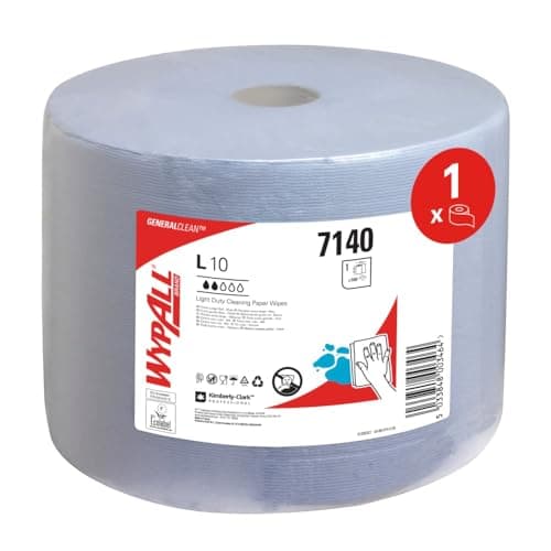 Image of WypAll Extra Wiper Roll L10 7140, 1-Ply, High Absorbent, Airflex Technology, Blue Paper Wipers for Light-Duty Cleaning, Large Roll Format, 1 Roll x 1,500 Sheets