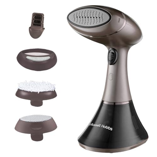 Image of Russell Hobbs Handheld Clothes Steamer [Multipurpose, Antibacterial] Steam Genie Aroma (1800W, 32g/min steam, travel iron, Ceramic, 4 accessories: fragrance diffuser,curtains, clothes) - 28040