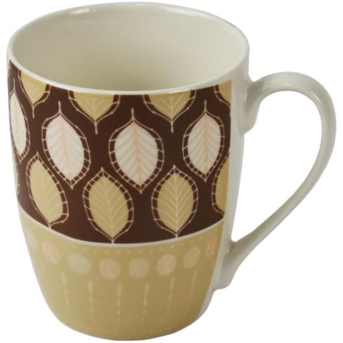 Image of Catergold Mugs Set Coffee Tea Hot Chocolate Milk Tumbler Large Mugs for Multipurpose House Office Cafes Use Ideal for Gifting Tableware (Brown Leaf 1pc 310ml)