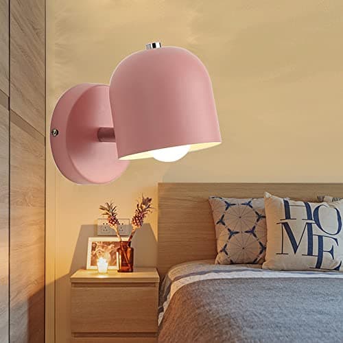 Image of Mengjay Interior Wall Lamp - Children's Bedroom Ironwood Light Fixture, Kitchen Adjustable E27 Deco (Pink)