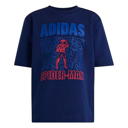 Image of adidas Unisex Kids Marvel Spider-Man TEE, Dark Blue/Off White, 4-5 Years