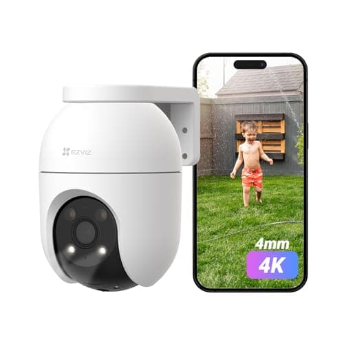 Image of EZVIZ 4K Wifi Security Camera Outdoor Wired, Colour Night Vision, Human/Vehicle Detection, Auto-Track, Pan/Tilt 360°, No Monthly Fee, Support 512GB, Home CCTV System, Alexa/Google (C8c 8MP 4mm)