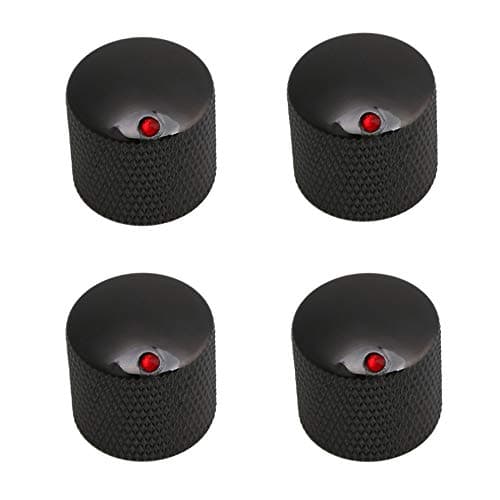 Image of Mxfans 4piece Black Metal Knurled Dome Control Knobs for Electric Guitar Bass 6mm Hole Dia