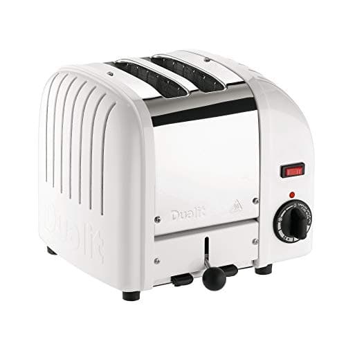 Image of Dualit Classic 2 Slice Vario Toaster| Stainless Steel, Hand Built in the UK| Replaceable ProHeat Elements| Heat Two or Four Slots, Defrost Bread, Mechanical Timer| Replaceable parts|White, 20248