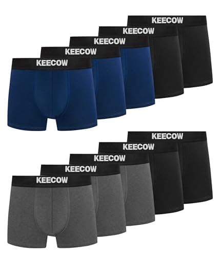 Image of Bobelle Men's Boxer Shorts 10 Pack, Cotton Trunks Underwear Retro Soft No Itchy Labels, Breathable Underpants with Elastic Waistband (Black, Blue, Grey, L)